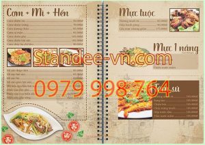 menu để bàn dạng cuốn tập